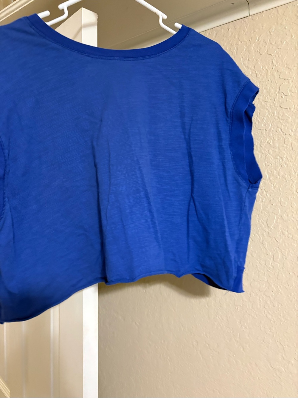 Blue Women's Cropped Sleeve Top - Classic Fit